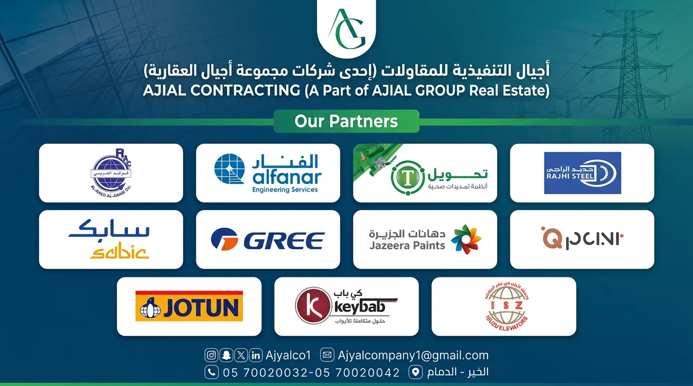 شركاء مجموعة أجيال العقارية — Al Fanar, SABIC, Gree, Jotun, Jazeera Paints, Keydab
